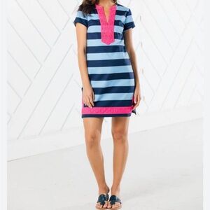 Sail to Sable Navy and Pink Striped Mini Dress